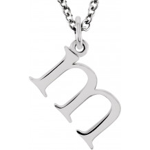 14K White Lowercase Initial m 16 Necklace - 8578070037P