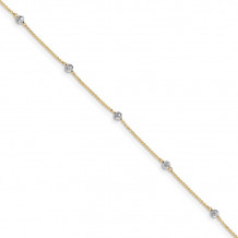 Quality Gold 14k Two Tone  Beads  Anklet - ANK261-9