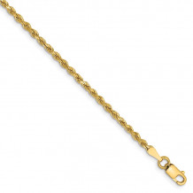 Quality Gold 14k 2mm Diamond -Cut Rope Chain Anklet - 016L-9