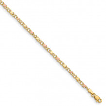 Quality Gold 14k & Rose Rhodium X's & Hearts Anklet - ANK69-10