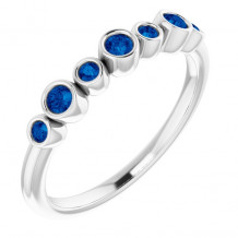 14K White Blue Sapphire Bezel-Set Ring - 71844650P