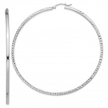Quality Gold Sterling Silver Rhodium-plated  2x70mm Square Tube Hoop Earrings - QE8121