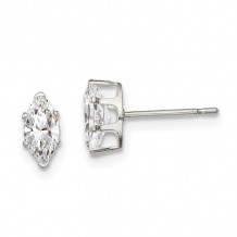 Quality Gold Sterling Silver 7x3.5 Marquise Snap Set CZ Stud Earrings - QE7553