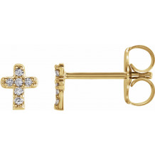 14K Yellow .06 CTW Diamond Youth Cross Earrings - 65358160001P