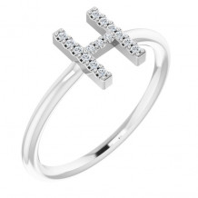 14K White .07 CTW Diamond Initial H Ring - 1238346035P