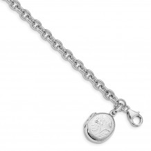 Quality Gold Sterling Silver Rhodium-plated Locket Bracelet - QG4854-7.25