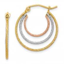 Quality Gold Sterling Silver Rhodium-plated Yellow & Rose Vermeil Txtrd Hoop Earrings - QE8438