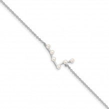 Quality Gold Sterling Silver Rhod-plat 6 2-3mm  FWC Pearl Pisces Bracelet - QG5095-7