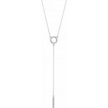 14K White 1/6 CTW Diamond Circle 16-18 Bar Y Necklace - 65230560001P