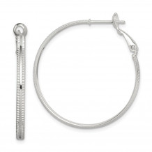 Quality Gold Sterling Silver Milgrain 30x3 Omega Back Hoop Earrings - QE14926