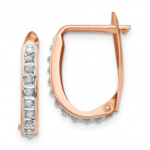 Quality Gold 14k Rose Gold Diamond Fascination Oval Hinged Hoop Earrings - DF277