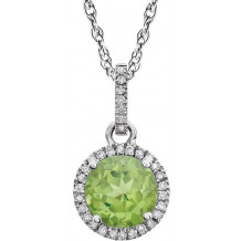 14K White Peridot & 1/10 CTW Diamond 18 Necklace - 65130170011P