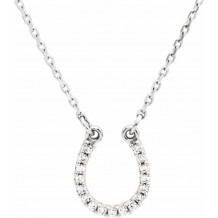 14K White .07 CTW Diamond Horseshoe 16 Necklace - 66412100001P