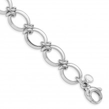 Quality Gold Sterling Silver Rhodium Plated Polished Fancy Link Bracelet - QG4843-8