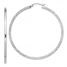 Quality Gold Sterling Silver Rhodium-plated  2x55mm Square Tube Hoop Earrings - QE8119