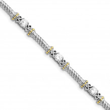 Quality Gold Sterling Silver Rhodium-plated and Vermeil CZ Bracelet - QX362CZ