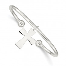Quality Gold Sterling Silver Cross Cuff Bangle Bracelet - QB418