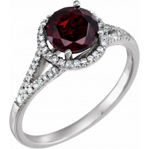 14K White Mozambique Garnet & 1/6 CTW Diamond Ring - 65130070010P