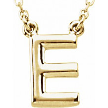 14K Yellow Block Initial E 16 Necklace - 84634110P