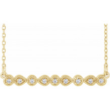 14K Yellow .07 CTW Diamond Milgrain Bar 16-18 Necklace - 86704605P