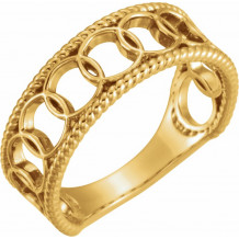 14K Yellow Geometric Rope Ring - 51705102P