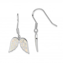 Quality Gold Sterling Silver Rhodium-plated  Opal Inlay Wing Dangle Earrings - QE14307