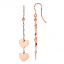 Quality Gold 14k Rose Gold Heart Dangle Earrings - SF2682E