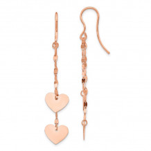 Quality Gold 14k Rose Gold Heart Dangle Earrings - SF2682E