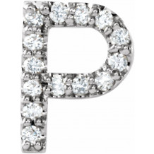 14K White .06 CTW Diamond Single Initial P Earring - 867976076P