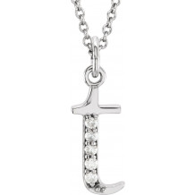 14K White .025 CTW Diamond Lowercase Initial t 16 Necklace - 8580360057P