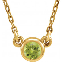 14K Yellow 4 mm Round Peridot Bezel-Set Solitaire 16 Necklace - 6113460022P