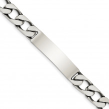 Quality Gold Sterling Silver 8.5inch Engraveable Antiqued Figaro Link ID Bracelet - QID129-8.5