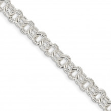 Quality Gold Sterling Silver Polished Fancy Link 7.5 inch Toggle Charm Bracelet - QG4259-7.5