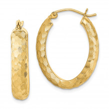Quality Gold Sterling Silver Gold Plated Textured Oval Hoop Earrings - QE8428