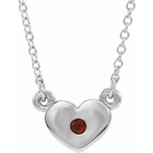 14K White Mozambique Garnet Heart 16 Necklace - 8633560000P