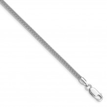 Quality Gold Sterling Silver Rhodium-plated 3mm Corona Chain Bracelet - QG4858-7.5