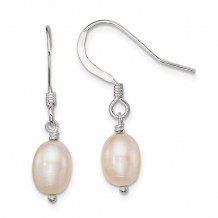 Quality Gold Sterling Silver Pink Cultured FW Pearl Dangle Earrings - QE7296