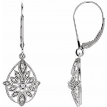 14K White 1/6 CTW Diamond Granulated Filigree Earrings - 65260860000P