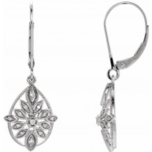 14K White 1/6 CTW Diamond Granulated Filigree Earrings - 65260860000P