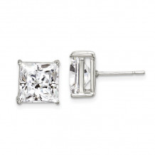 Quality Gold Sterling Silver 9mm Square CZ Basket Set Stud Earrings - QE7509