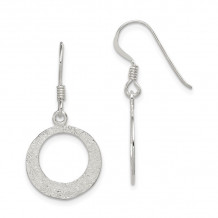 Quality Gold Sterling Silver Polished & Textured Round Dangle Earrings - QE6981