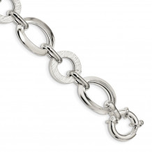 Quality Gold Sterling Silver Polished Ovals And Textured Circles Bracelet - QG3885-7.5