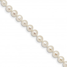 Quality Gold Sterling Silver Rhodium  5-6mm White Freshwater Cultured Pearl Bracelet - QH4769-7.25