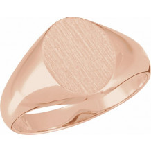 14K Rose 11x9.5 mm Oval Signet Ring - 5758800P