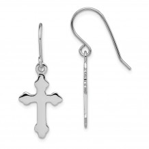 Quality Gold Sterling Silver Rhodium-plated Cross Dangle Shepherd Hook Earrings - QE13491