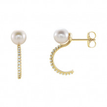Stuller 14k Yellow Freshwater Cultured Pearl & Diamond Earrings