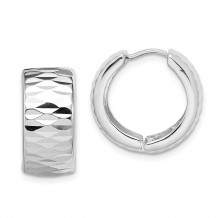 Quality Gold Sterling Silver Rhodium Polished Diamond Cut Hinged Hoop Earrings - QE8513