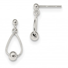 Quality Gold Sterling Silver Polished Teardrop  Bead Post Dangle Earrings - QE13220