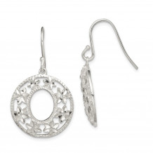 Quality Gold Sterling Silver Diamond-cut Flower Dangle Earrings - QE14836