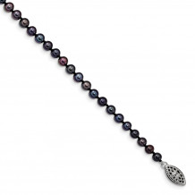 Quality Gold Sterling Silver Rhod-plated 4-5mm Black FWC Pearl Bracelet - QH5152-7.25